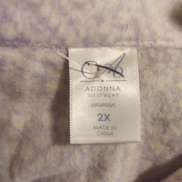 Adonna sleepwear pajama shirt long sleeve purple 🟣 size 2X - Picture 10 of 10
